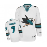 Youth Reebok San Jose Sharks #7 Paul Martin Authentic White Away NHL Jersey