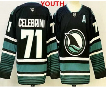 Youth san jose sharks #71 macklin celebrini black authentic jersey