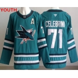 Youth san jose sharks #71 macklin celebrini teal authentic jersey Youth san jose sharks #71 macklin celebrini teal authentic jersey