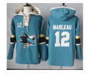 Men's San Jose Sharks #12 Patrick Marleau Teal Pullover Hoodie Stitched NHL Jersey