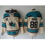 nhl jerseys san jose sharks #88 burns cream-blue[pullover hooded sweatshirt]