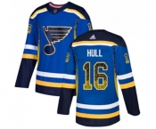 Adidas St. Louis Blues #16 Brett Hull Authentic Blue Drift Fashion NHL Jersey