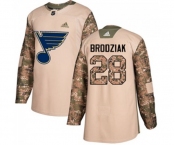 Adidas St. Louis Blues #28 Kyle Brodziak Authentic Camo Veterans Day Practice NHL Jersey
