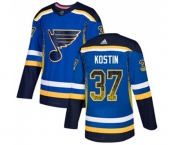 Adidas St. Louis Blues #37 Klim Kostin Authentic Blue Drift Fashion NHL Jersey
