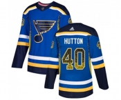 Adidas St. Louis Blues #40 Carter Hutton Authentic Blue Drift Fashion NHL Jersey