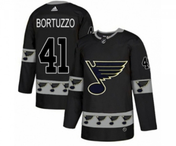 Adidas St. Louis Blues #41 Robert Bortuzzo Authentic Black Team Logo Fashion NHL Jersey
