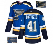 Adidas St. Louis Blues #41 Robert Bortuzzo Authentic Royal Blue Fashion Gold NHL Jersey