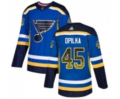 Adidas St. Louis Blues #45 Luke Opilka Authentic Blue Drift Fashion NHL Jersey
