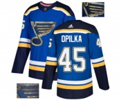 Adidas St. Louis Blues #45 Luke Opilka Authentic Royal Blue Fashion Gold NHL Jersey