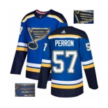 Adidas St. Louis Blues #57 David Perron Authentic Royal Blue Fashion Gold NHL Jersey