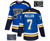 Adidas St. Louis Blues #7 Joe Mullen Authentic Royal Blue Fashion Gold NHL Jersey