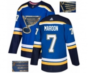 Adidas St. Louis Blues #7 Patrick Maroon Authentic Royal Blue Fashion Gold NHL Jersey