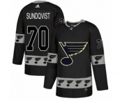 Adidas St. Louis Blues #70 Oskar Sundqvist Authentic Black Team Logo Fashion NHL Jersey