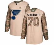 Adidas St. Louis Blues #70 Oskar Sundqvist Authentic Camo Veterans Day Practice NHL Jersey