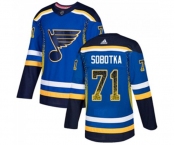 Adidas St. Louis Blues #71 Vladimir Sobotka Authentic Blue Drift Fashion NHL Jersey