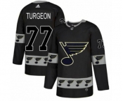 Adidas St. Louis Blues #77 Pierre Turgeon Authentic Black Team Logo Fashion NHL Jersey
