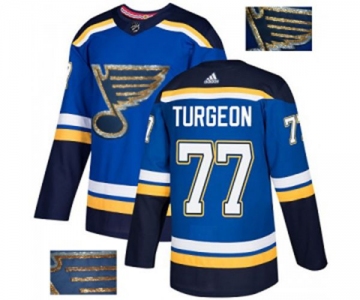 Adidas St. Louis Blues #77 Pierre Turgeon Authentic Royal Blue Fashion Gold NHL Jersey