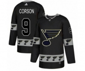 Adidas St. Louis Blues #9 Shayne Corson Authentic Black Team Logo Fashion NHL Jersey
