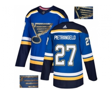 Men Adidas St. Louis Blues #27 Alex Pietrangelo Blue Home Authentic Fashion Gold Stitched NHL Jersey