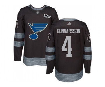 Men Adidas St.Louis Blues #4 Carl Gunnarsson Black 1917-2017 100th Anniversary Stitched NHL Jersey