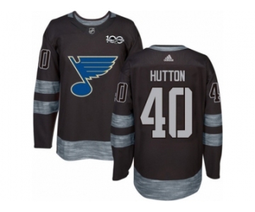 Men's Adidas St. Louis Blues #40 Carter Hutton Authentic Black 1917-2017 100th Anniversary NHL Jersey