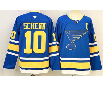 Men's St. Louis Blues #10 Brayden Schenn Blue 2025 With C Patch Stitched Hockey Jersey