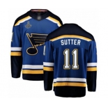 Men's St. Louis Blues #11 Brian Sutter Fanatics Branded Royal Blue Home Breakaway 2019 Stanley Cup Champions Hockey Jersey