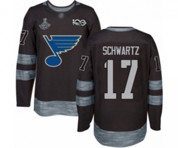 Men's St. Louis Blues #17 Jaden Schwartz Authentic Black 1917-2017 100th Anniversary 2019 Stanley Cup Champions Hockey Jersey