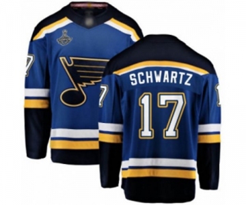 Men's St. Louis Blues #17 Jaden Schwartz Fanatics Branded Royal Blue Home Breakaway 2019 Stanley Cup Champions Hockey Jersey