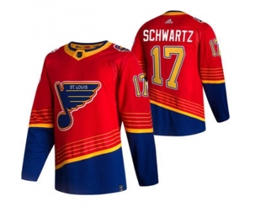 Men's St. Louis Blues #17 Jaden Schwartz Red 2020-21 Reverse Retro Alternate Hockey Jersey