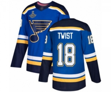 Men's St. Louis Blues #18 Tony Twist Authentic Royal Blue Home 2019 Stanley Cup Champions Hockey Jersey