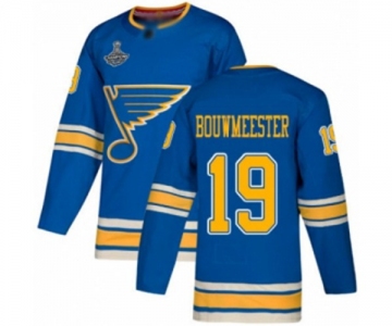Men's St. Louis Blues #19 Jay Bouwmeester Authentic Navy Blue Alternate 2019 Stanley Cup Champions Hockey Jersey