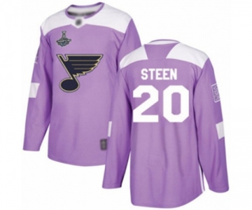 Men's St. Louis Blues #20 Alexander Steen Authentic Purple Fights Cancer Practice 2019 Stanley Cup Champions Hockey Jersey