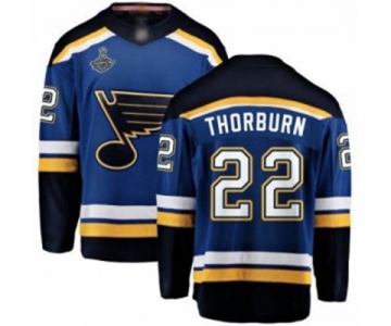 Men's St. Louis Blues #22 Chris Thorburn Fanatics Branded Royal Blue Home Breakaway 2019 Stanley Cup Champions Hockey Jersey