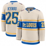 Men's St. Louis Blues #25 Jordan Kyrou Cream 2024-25 Winter Classic Stitched Hockey Jersey