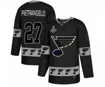 Men's St. Louis Blues #27 Alex Pietrangelo Authentic Black Team Logo Fashion 2019 Stanley Cup Champions Hockey Jersey