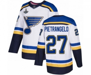 Men's St. Louis Blues #27 Alex Pietrangelo Authentic White Away 2019 Stanley Cup Champions Hockey Jersey