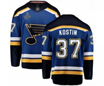 Men's St. Louis Blues #37 Klim Kostin Fanatics Branded Royal Blue Home Breakaway 2019 Stanley Cup Champions Hockey Jersey