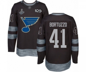 Men's St. Louis Blues #41 Robert Bortuzzo Authentic Black 1917-2017 100th Anniversary 2019 Stanley Cup Champions Hockey Jersey