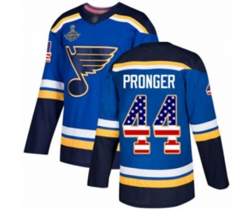 Men's St. Louis Blues #44 Chris Pronger Authentic Blue USA Flag Fashion 2019 Stanley Cup Champions Hockey Jersey