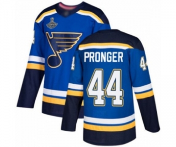 Men's St. Louis Blues #44 Chris Pronger Authentic Royal Blue Home 2019 Stanley Cup Champions Hockey Jersey