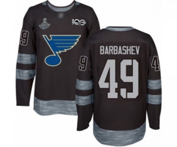 Men's St. Louis Blues #49 Ivan Barbashev Authentic Black 1917-2017 100th Anniversary 2019 Stanley Cup Champions Hockey Jersey