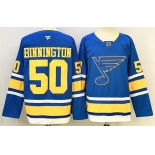 Men's St. Louis Blues #50 Jordan Binnington Blue 2025 Stitched Hockey Jersey