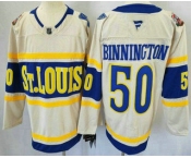 Men's St Louis Blues #50 Jordan Binnington Cream 2025 Winter Classic Authentic Jersey