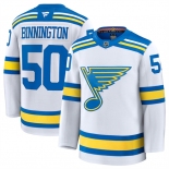 Men's St. Louis Blues #50 Jordan Binnington White 2024-25 Away Stitched Hockey Jersey Men's St. Louis Blues #50 Jordan Binnington White 2024-25 Away Stitched Hockey Jersey