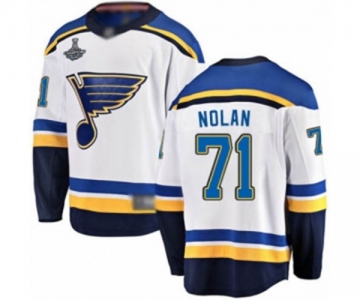 Men's St. Louis Blues #71 Jordan Nolan Fanatics Branded White Away Breakaway 2019 Stanley Cup Champions Hockey Jersey