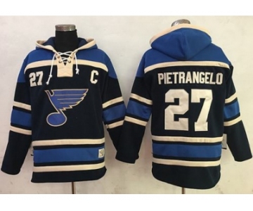 St. Louis Blues #27 Alex Pietrangelo Navy Blue Sawyer Hooded Sweatshirt Stitched NHL Jersey