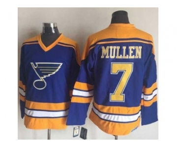 St.Louis Blues #7 Joe Mullen Light Blue Yellow CCM Throwback Stitched NHL Jersey