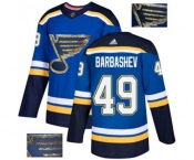 didas St. Louis Blues #49 Ivan Barbashev Authentic Royal Blue Fashion Gold NHL Jersey