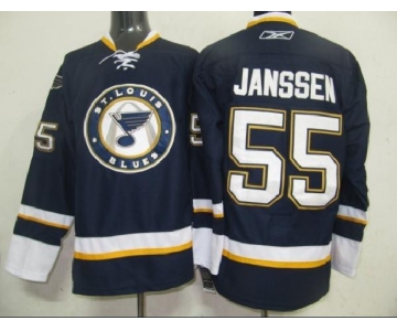 nhl st.louis blues #55 janssen blue third jersey